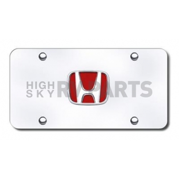 Automotive Gold License Plate - Honda Logo With Red Fill Stainless Steel - HONRCB