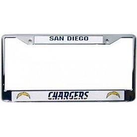 POWERDECAL License Plate Frame - San Diego Chargers Name And Logo Zinc - FC3403