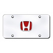 Automotive Gold License Plate - Honda Logo With Red Fill Stainless Steel - HONRCC