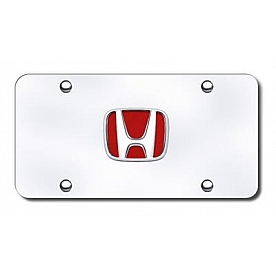 Automotive Gold License Plate - Honda Logo With Red Fill Stainless Steel - HONRCC