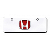 Automotive Gold License Plate - Honda Logo With Red Fill Stainless Steel - HONRCCM