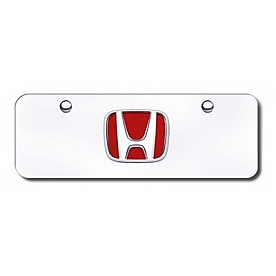 Automotive Gold License Plate - Honda Logo With Red Fill Stainless Steel - HONRCCM