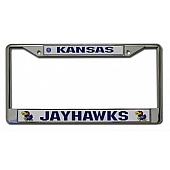 POWERDECAL License Plate Frame - Kansas Jayhawks Name And Logo Zinc - FC310103