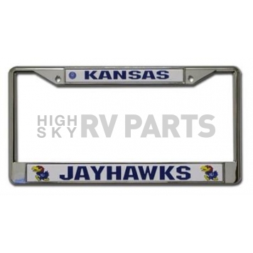 POWERDECAL License Plate Frame - Kansas Jayhawks Name And Logo Zinc - FC310103