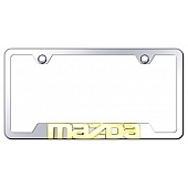 Automotive Gold License Plate Frame - Silver Stainless Steel - GFMAZGC