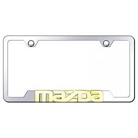 Automotive Gold License Plate Frame - Silver Stainless Steel - GFMAZGC