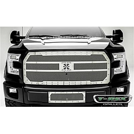 T-Rex Truck Products Grille Insert - Mesh Rectangular Polished Steel - 6715740