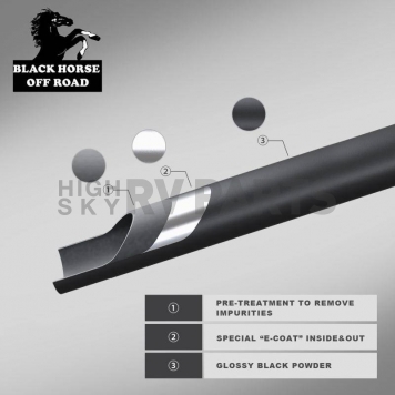 Black Horse Offroad Bull Bar Tube 2-1/2 Inch Black Semi Gloss Powder Coated Steel - BNIA1702SP-5