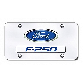Automotive Gold License Plate - F-250/Ford Logo Stainless Steel - DF25CC
