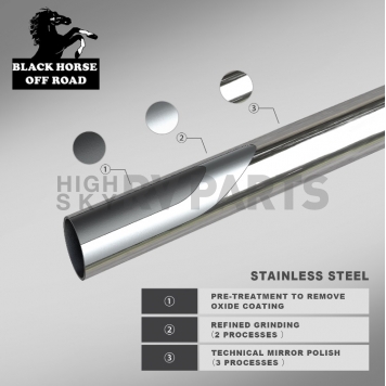 Black Horse Offroad Bull Bar Tube 2-1/2 Inch Polished Stainless Steel - BSTOB4802S-5