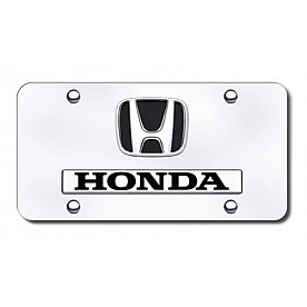 Automotive Gold License Plate - Honda Name/Logo With Black Fill Stainless Steel - DHONCC