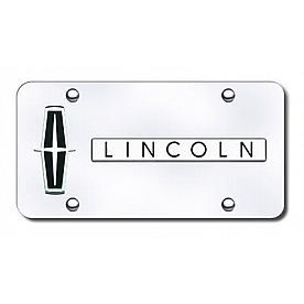 Automotive Gold License Plate - Lincoln Name/Logo With Black Fill Stainless Steel - DLINVBCB
