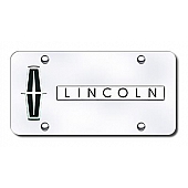Automotive Gold License Plate - Lincoln Name/Logo With Black Fill Stainless Steel - DLINVBCC