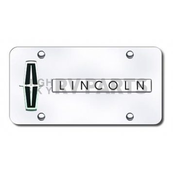 Automotive Gold License Plate - Lincoln Name/Logo With Black Fill Stainless Steel - DLINVBCC