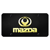 Automotive Gold License Plate - Mazda Name/Old Logo Stainless Steel - DMAZGB