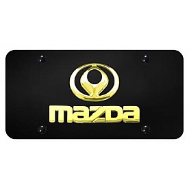 Automotive Gold License Plate - Mazda Name/Old Logo Stainless Steel - DMAZGB