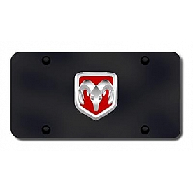 Automotive Gold License Plate - Red/Ram OEM Logo Stainless Steel - RAMOEMRCB