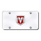 Automotive Gold License Plate - Red/Ram OEM Logo Stainless Steel - RAMOEMRCC