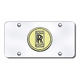 Automotive Gold License Plate - Rolls Royce Logo Stainless Steel - ROLGC