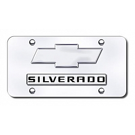Automotive Gold License Plate - Silverado/Chevy New Logo Stainless Steel - DSIL2GC