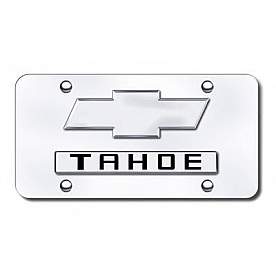 Automotive Gold License Plate - Tahoe/Chevy New Logo Stainless Steel - DTAH2CC