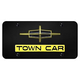 Automotive Gold License Plate - Towncar/Lincoln Logo Stainless Steel - DTWNGB