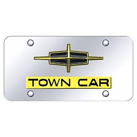 Automotive Gold License Plate - Towncar/Lincoln Logo Stainless Steel - DTWNGC
