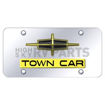 Automotive Gold License Plate - Towncar/Lincoln Logo Stainless Steel - DTWNGC