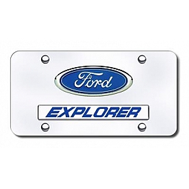 Automotive Gold License Plate - Explorer/Ford Logo Stainless Steel - DXPLCB