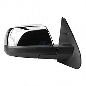 K-Source Exterior Mirror Electric Rectangular Black Housing With Silver Cover Single - 70155T