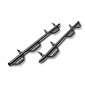 N-Fab Nerf Bar - Truck Wheel to Wheel Black Gloss Textured Powder Coated Steel Round - D20112MC6