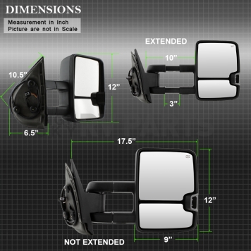 Xtune Exterior Towing Mirror Electric Rectangular Set Of 2 - 9936692-7