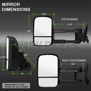 Xtune Exterior Towing Mirror Manual Rectangular Set Of 2 - 9936135-5