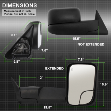 Xtune Exterior Towing Mirror Manual Rectangular Single - 9932809-3