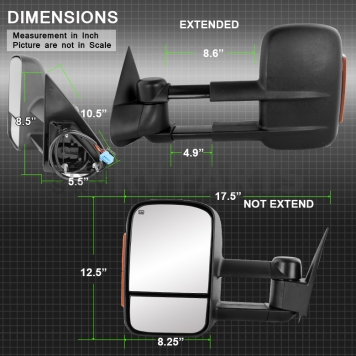 Xtune Exterior Towing Mirror Manual Rectangular Single - 9933028-3