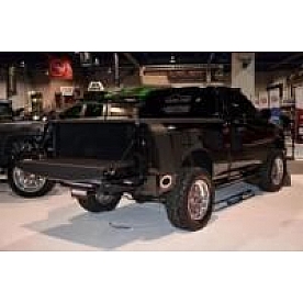 N-Fab Nerf Bar - Truck Wheel to Wheel Black Matte Textured Powder Coated Steel Round - D0968RCTX