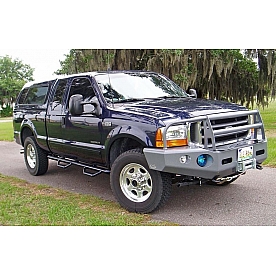 N-Fab Nerf Bar - Truck Wheel to Wheel Black Gloss Powder Coated Steel Round - F9984QC