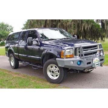 N-Fab Nerf Bar - Truck Wheel to Wheel Black Gloss Powder Coated Steel Round - F9984QC-1