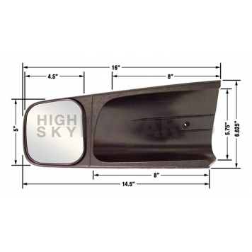 CIPA USA Exterior Towing Mirror Manual Rectangular Single - 10202-1