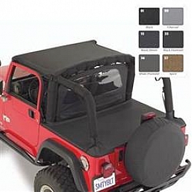 Smittybilt Duster Deck Cover - Covers Rear Cargo Area Vinyl Black Diamond - 761035