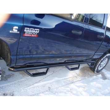 N-Fab Nerf Bar - Truck Wheel to Wheel Black Gloss Powder Coated Steel Round - D0289QC6-1