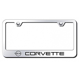 Automotive Gold License Plate Frame - Silver Stainless Steel - LFCOV4EC
