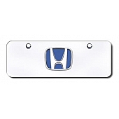 Automotive Gold License Plate - Honda Logo With Blue Fill Stainless Steel - HONBLCCM