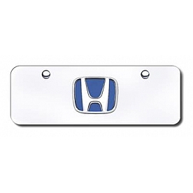 Automotive Gold License Plate - Honda Logo With Blue Fill Stainless Steel - HONBLCCM
