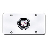 Automotive Gold License Plate - Cadillac Old Logo With Black Fill Stainless Steel - CADBCC