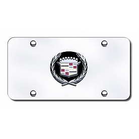 Automotive Gold License Plate - Cadillac Old Logo With Black Fill Stainless Steel - CADBCC
