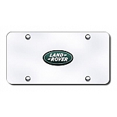 Automotive Gold License Plate - Chrome/Green Land Rover Logo Stainless Steel - LANCC