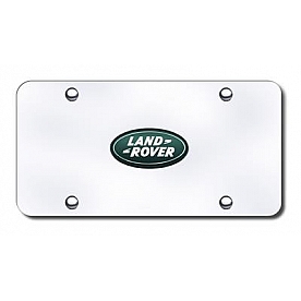 Automotive Gold License Plate - Chrome/Green Land Rover Logo Stainless Steel - LANCC