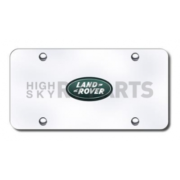 Automotive Gold License Plate - Chrome/Green Land Rover Logo Stainless Steel - LANCC