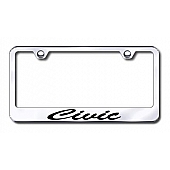 Automotive Gold License Plate Frame - Silver Stainless Steel - LFSCIVEC